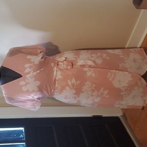 Lane Bryant Pink floral faux wrap dress